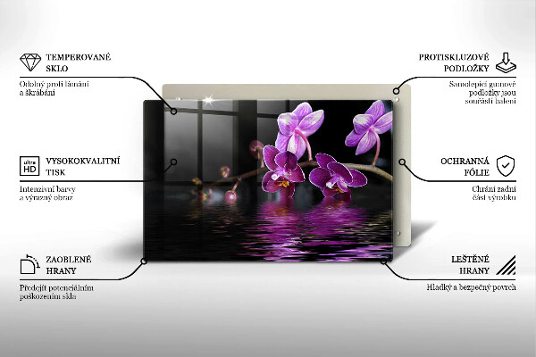 Skärbräda glas modern Orkidé vatten zen