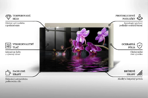 Skärbräda glas modern Orkidé vatten zen