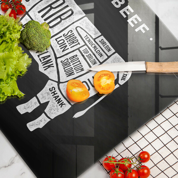 Skärbräda glas modern Ko kött nötkött