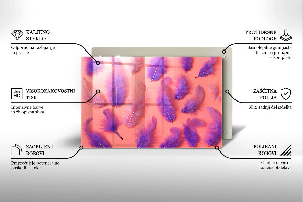 Skärbräda glas modern Fluffiga fjädrar