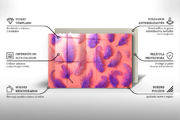 Skärbräda glas modern Fluffiga fjädrar