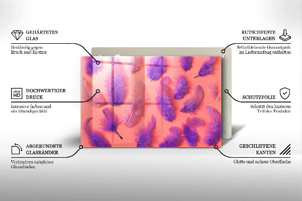 Skärbräda glas modern Fluffiga fjädrar