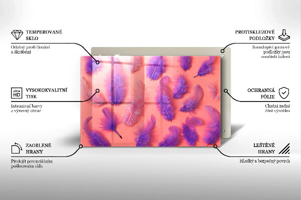 Skärbräda glas modern Fluffiga fjädrar