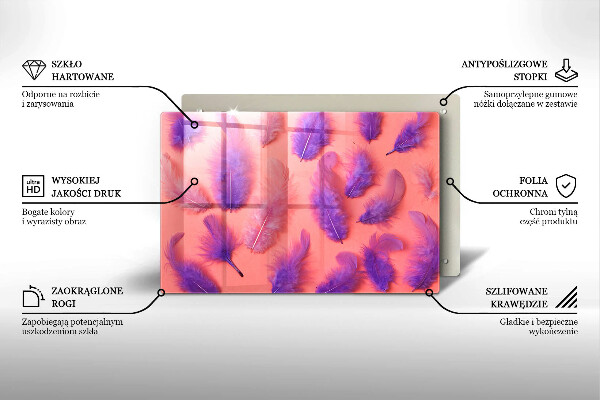 Skärbräda glas modern Fluffiga fjädrar