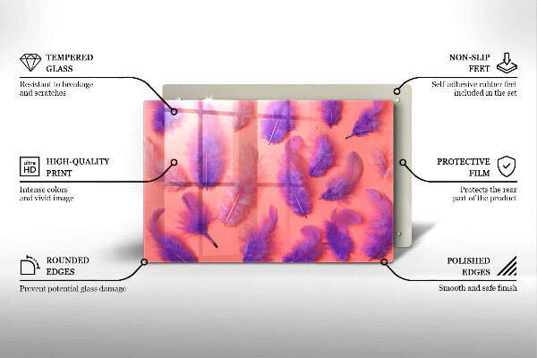 Skärbräda glas modern Fluffiga fjädrar