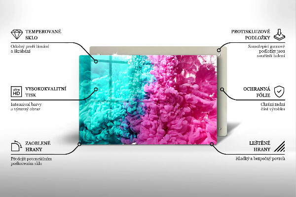 Skärbräda glas modern Turkos rosa rök