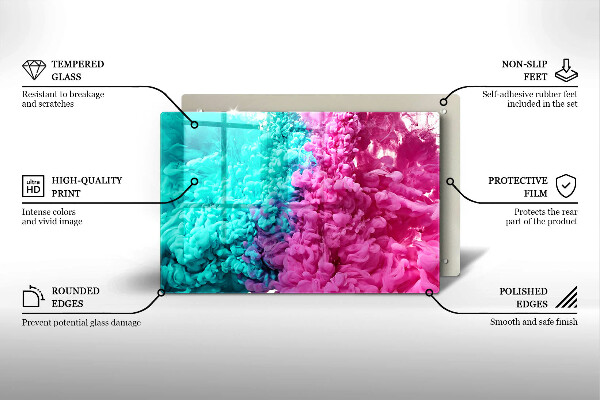 Skärbräda glas modern Turkos rosa rök