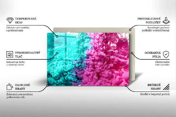 Skärbräda glas modern Turkos rosa rök