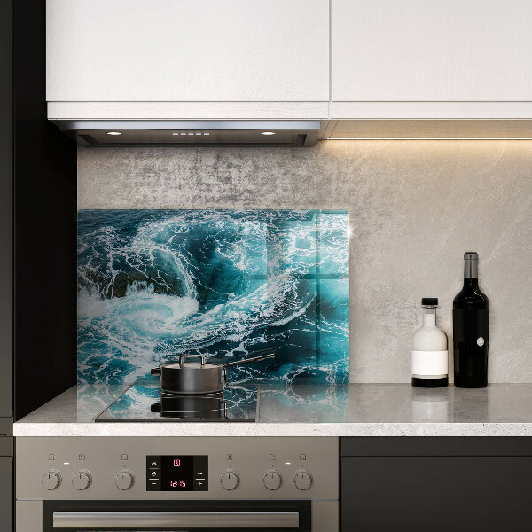 Skärbräda glas modern Skummande vattenvågor