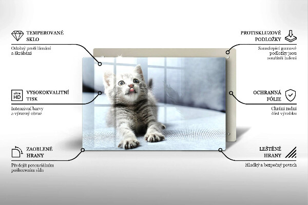 Skärbräda glas modern Liten söt kattunge