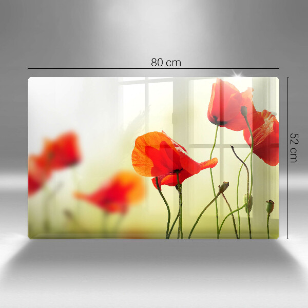 Skärbräda glas modern Röda vallmoblommor