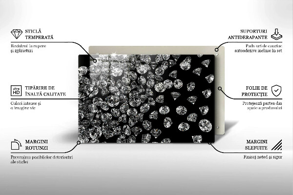 Skärbräda glas modern Briljanta diamanter