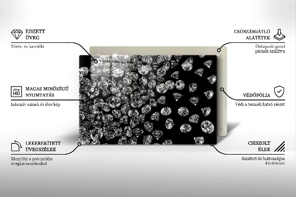 Skärbräda glas modern Briljanta diamanter