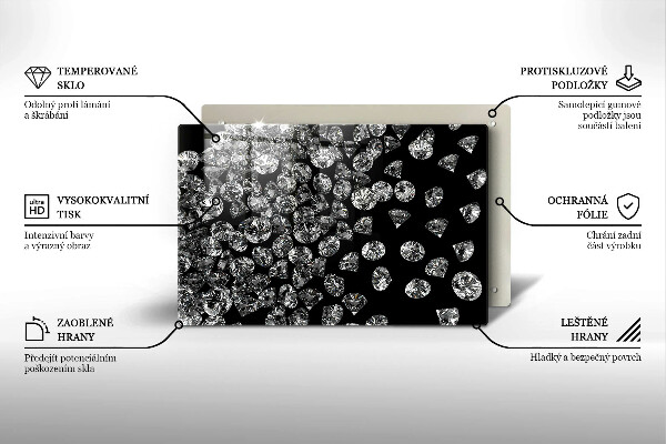 Skärbräda glas modern Briljanta diamanter