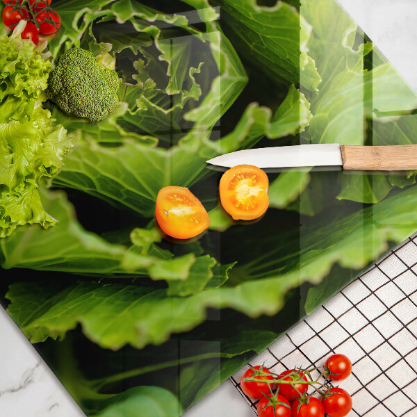 Skärbräda glas modern Äter salladsblad