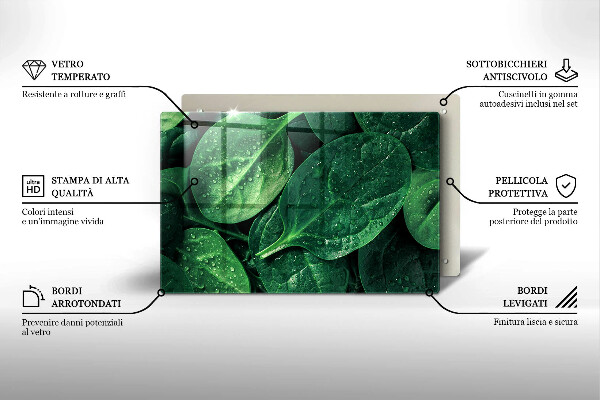 Skärbräda glas modern Basilikablad