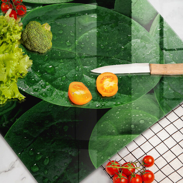 Skärbräda glas modern Basilikablad