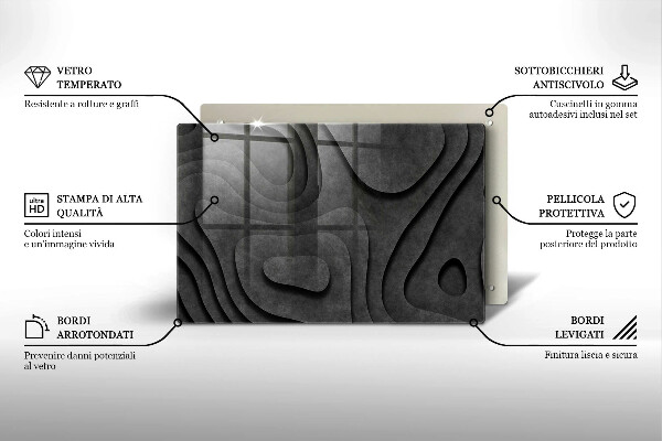 Skärbräda glas modern 3D stenformer