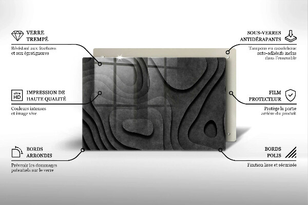 Skärbräda glas modern 3D stenformer