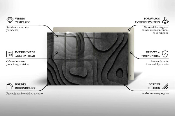 Skärbräda glas modern 3D stenformer