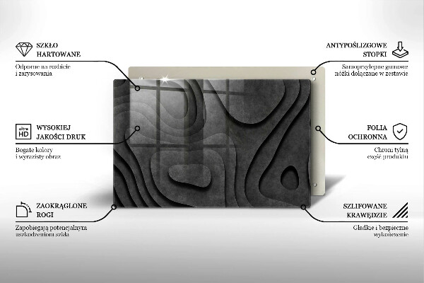 Skärbräda glas modern 3D stenformer