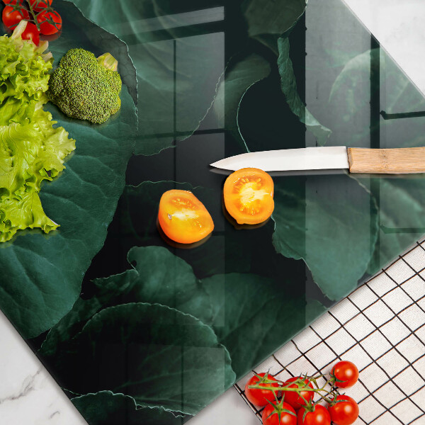 Skärbräda glas modern Vilda mörka blad