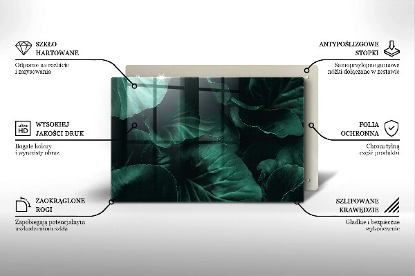 Skärbräda glas modern Vilda mörka blad