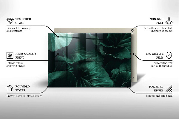 Skärbräda glas modern Vilda mörka blad