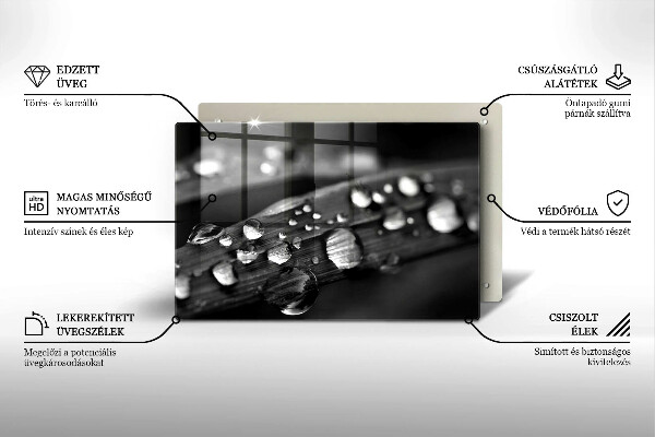 Skärbräda glas modern Daggdroppar på löv