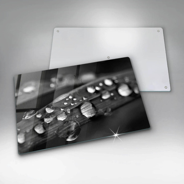 Skärbräda glas modern Daggdroppar på löv