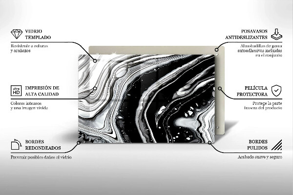 Skärbräda glas modern Bläckabstraktion