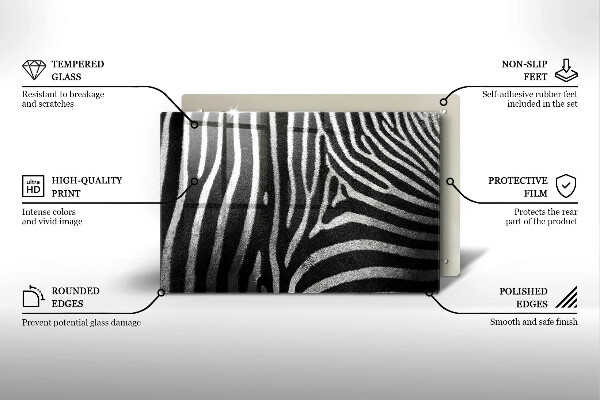 Skärbräda glas modern Zebra ränder