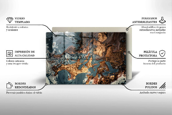 Skärbräda glas modern Gyllene stenstruktur