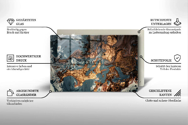 Skärbräda glas modern Gyllene stenstruktur