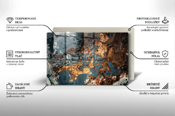 Skärbräda glas modern Gyllene stenstruktur