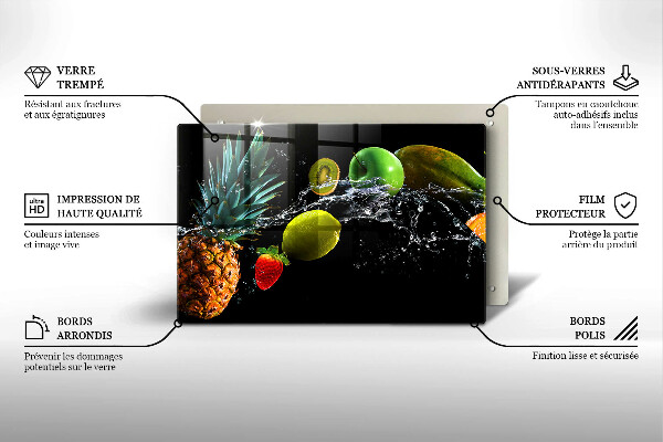 Skärbräda glas modern Frukt i vatten