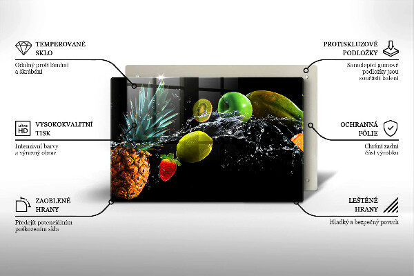 Skärbräda glas modern Frukt i vatten