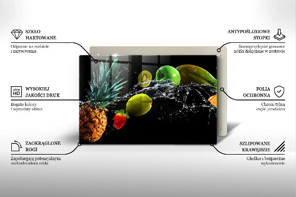 Skärbräda glas modern Frukt i vatten