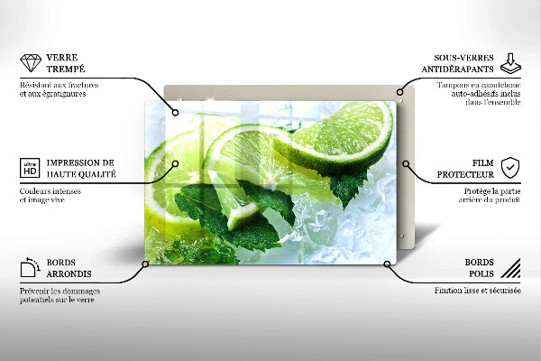 Skärbräda glas modern Lime mynta och is