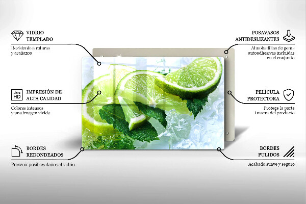 Skärbräda glas modern Lime mynta och is