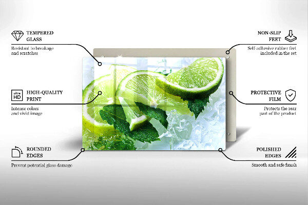 Skärbräda glas modern Lime mynta och is