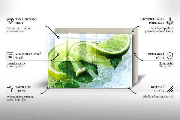 Skärbräda glas modern Lime mynta och is