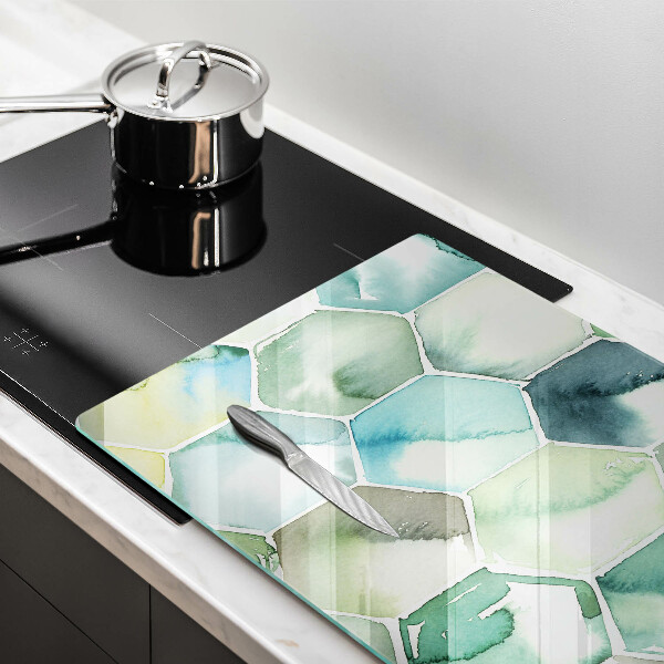 Skärbräda glas modern Akvarell hexagoner