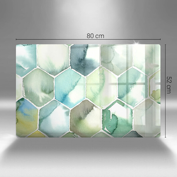 Skärbräda glas modern Akvarell hexagoner