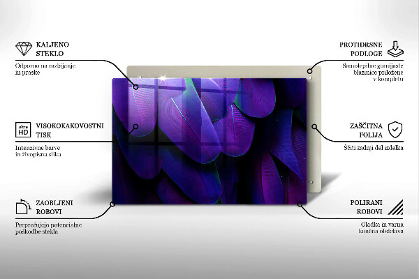 Skärbräda glas modern Neon fjädrar
