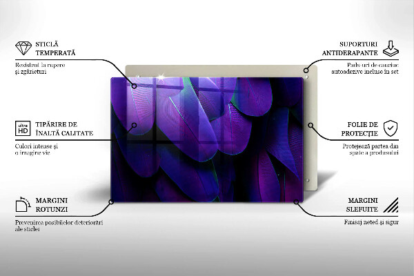 Skärbräda glas modern Neon fjädrar
