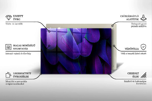 Skärbräda glas modern Neon fjädrar