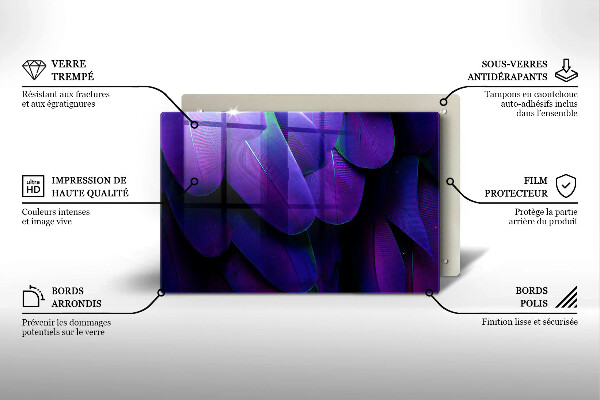 Skärbräda glas modern Neon fjädrar