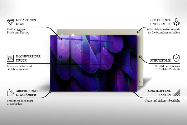 Skärbräda glas modern Neon fjädrar