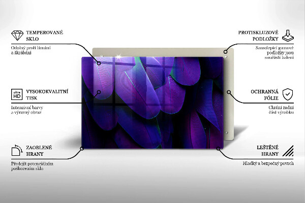 Skärbräda glas modern Neon fjädrar